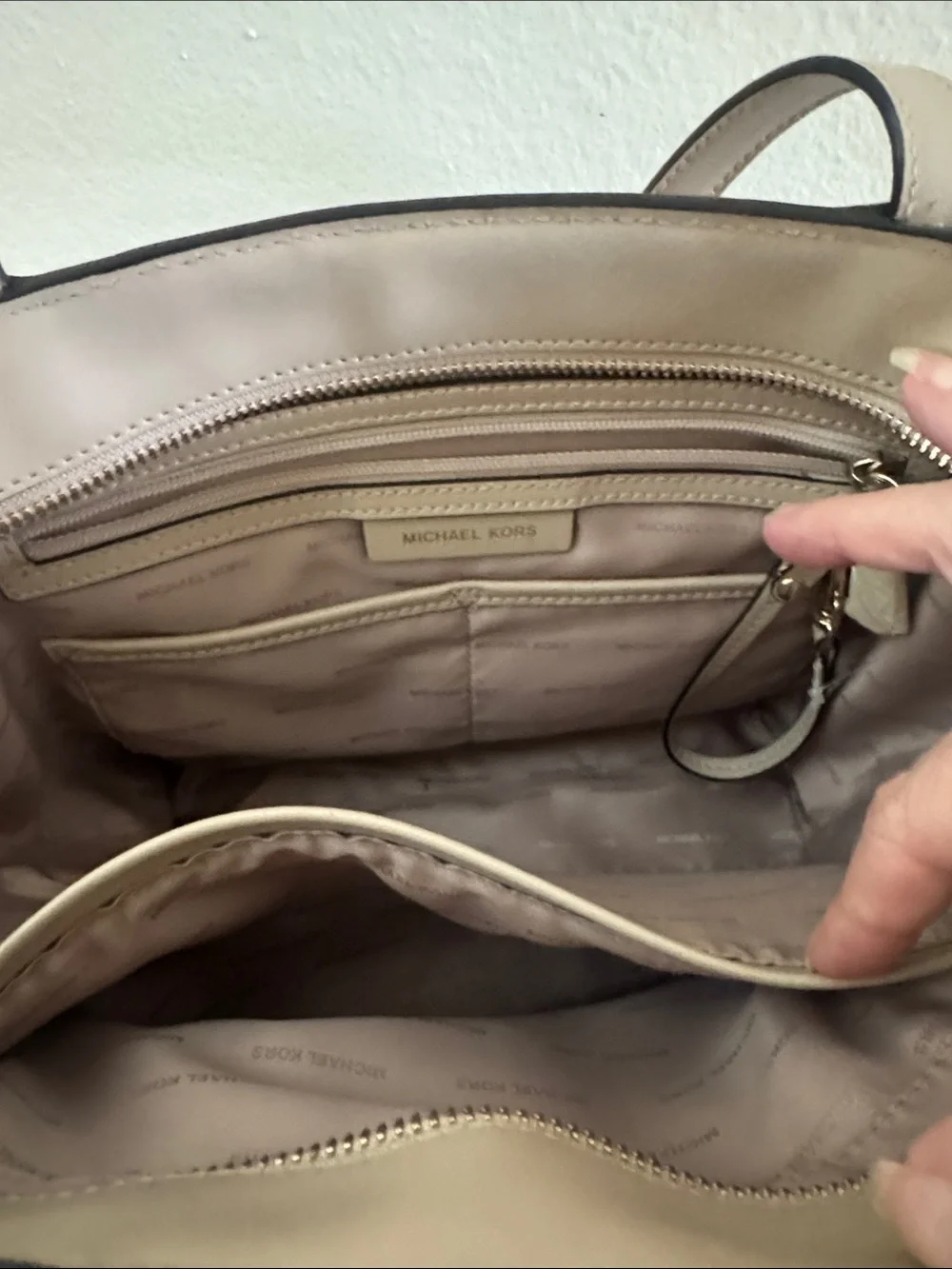 Michael Kors Taupe Leather Tote with Top Handles
